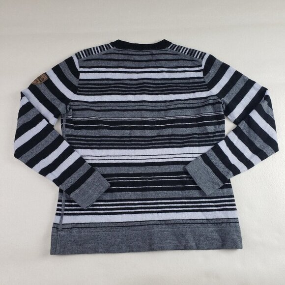 Obermeyer Merino Wool Blend Sweater Womens Large Gray Striped Ski Pullover - Picture 5 of 9